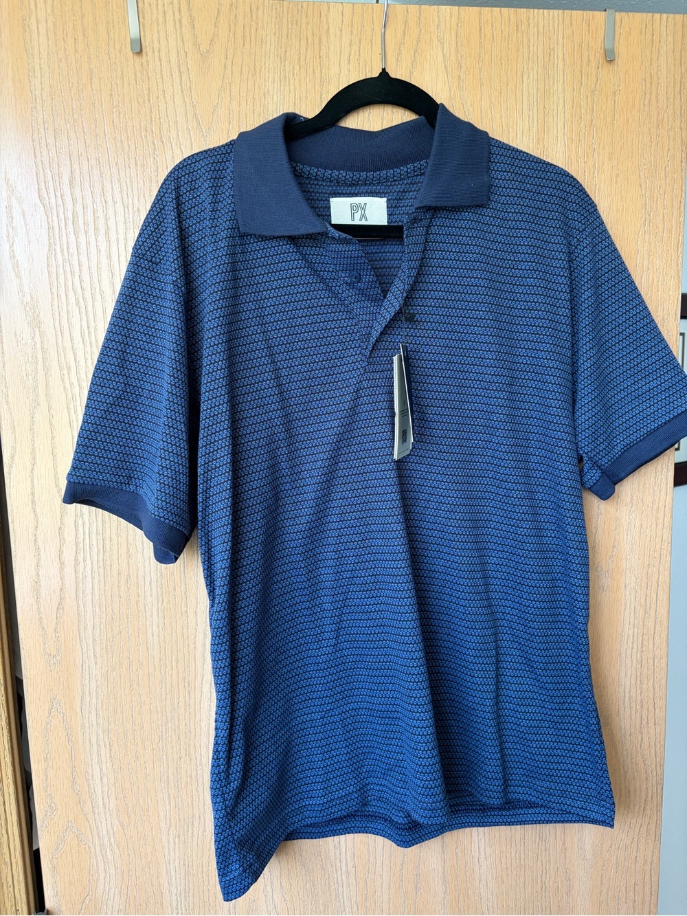 PX Men's Navy Textured Polo Shirt